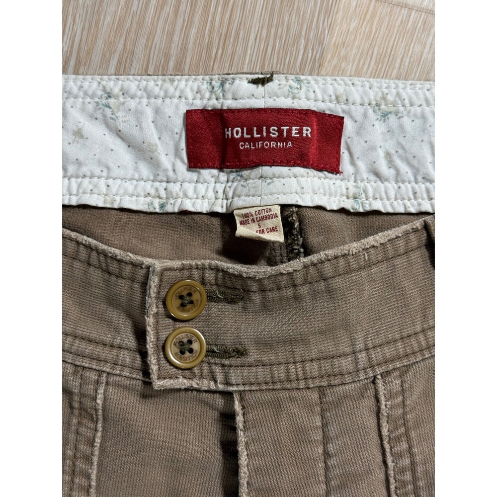 Hollister Vintage Distressed Patch Pocket Flare Pants Brown - Size 5 - Picture 5 of 6